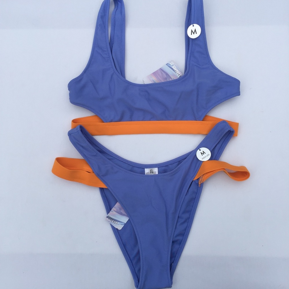 Forever 21 Periwinkle Blue & Orange Bikini M